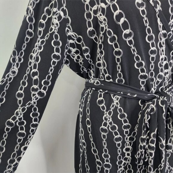 NWT Banana Republic Black & White Chain Stretch Wrap Dress XS - Picture 4 of 9